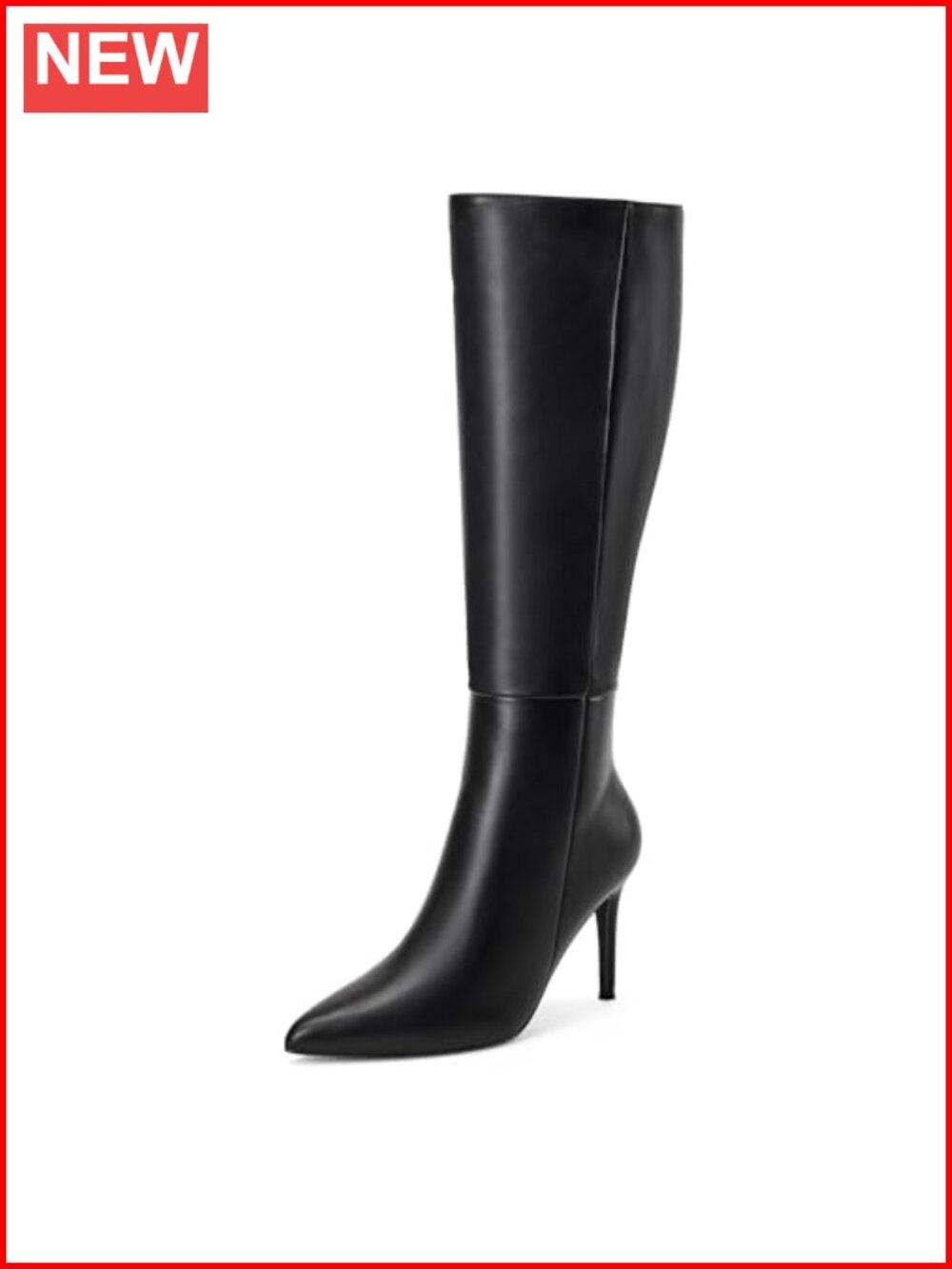 Women's Stiletto Knee High Boots 3 Inch Pointed Toe Side Zip Heels
